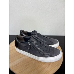 Paul Green Toby Low Top Sneakers Women's 5 Charcoal Grey Suede Metallic Shoes